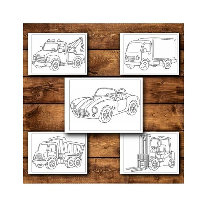 Carti si Birotica - Carti - Carti pentru copii - Carti de colorat - Carte de colorat, 50 de ilustratii Vehicule - Volumul I - pentru copii, 106 pagini, A5 - Infinity.ro