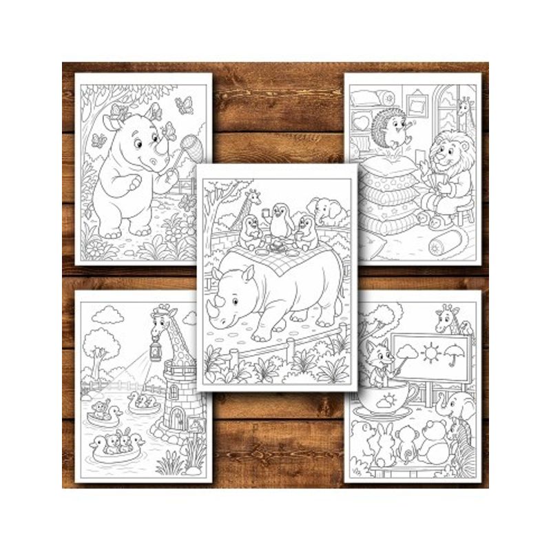 Carti si Birotica - Carti - Carti pentru copii - Carti de colorat - Carte de colorat, 50 de ilustratii Viata Animalutelor - Volumul II, 106 pagini, A5 - Infinity.ro