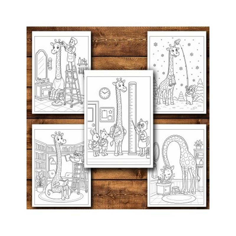 Carti si Birotica - Carti - Carti pentru copii - Carti de colorat - Carte de colorat, 50 de ilustratii Viata Girafelor, 106 pagini, A5 - Infinity.ro