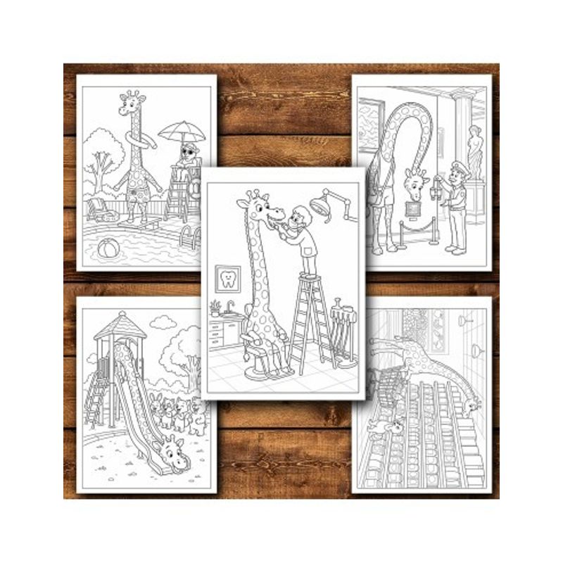 Carti si Birotica - Carti - Carti pentru copii - Carti de colorat - Carte de colorat, 50 de ilustratii Viata Girafelor, 106 pagini, A5 - Infinity.ro