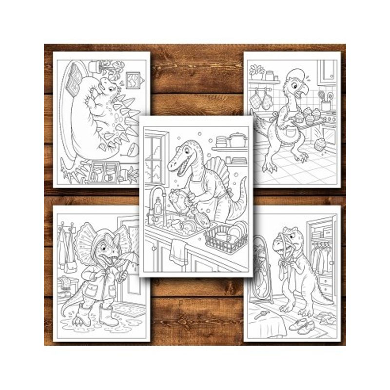 Carti si Birotica - Carti - Carti pentru copii - Carti de colorat - Carte de colorat, 50 de ilustratii Viata Dinozaurilor - Volumul I, 106 pagini, A5 - Infinity.ro