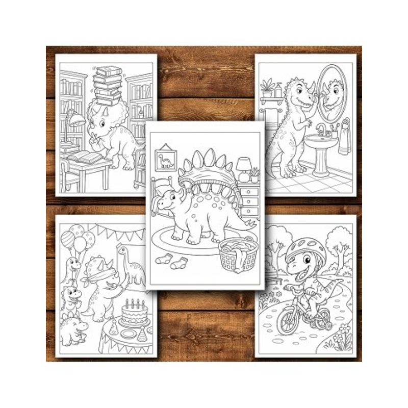 Carti si Birotica - Carti - Carti pentru copii - Carti de colorat - Carte de colorat, 50 de ilustratii Viata Dinozaurilor - Volumul I, 106 pagini, A5 - Infinity.ro