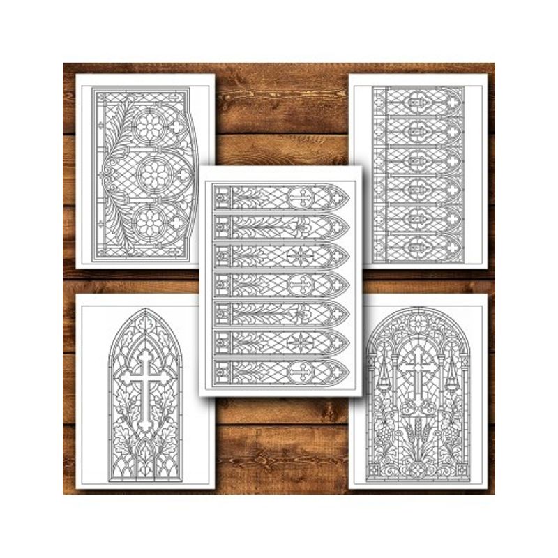 Carti si Birotica - Carti - Carti pentru copii - Carti de colorat - Carte de colorat, 50 de ilustratii Vitralii Catolice - Volumul II, 106 pagini, A5 - Infinity.ro