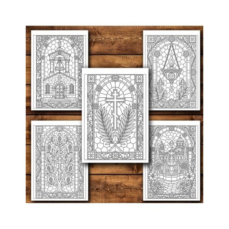 Carti si Birotica - Carti - Carti pentru copii - Carti de colorat - Carte de colorat, 50 de ilustratii Vitralii Religioase - Volumul I, 106 pagini, A5 - Infinity.ro