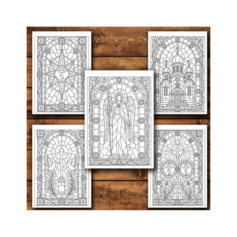 Carti si Birotica - Carti - Carti pentru copii - Carti de colorat - Carte de colorat, 50 de ilustratii Vitralii Religioase - Volumul I, 106 pagini, A5 - Infinity.ro