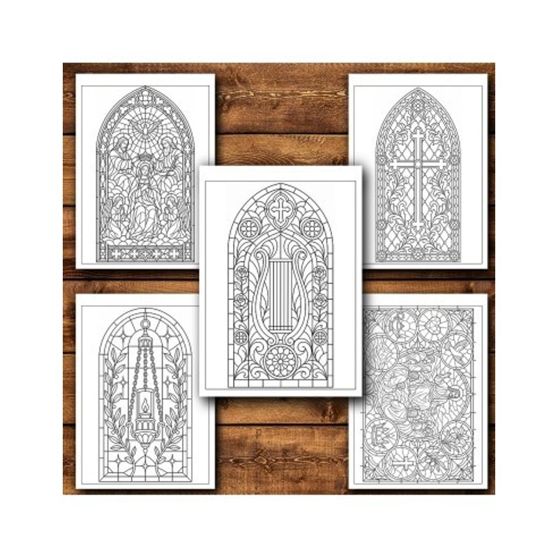 Carti si Birotica - Carti - Carti pentru copii - Carti de colorat - Carte de colorat, 50 de ilustratii Vitralii Catolice - Volumul I, 106 pagini, A5 - Infinity.ro