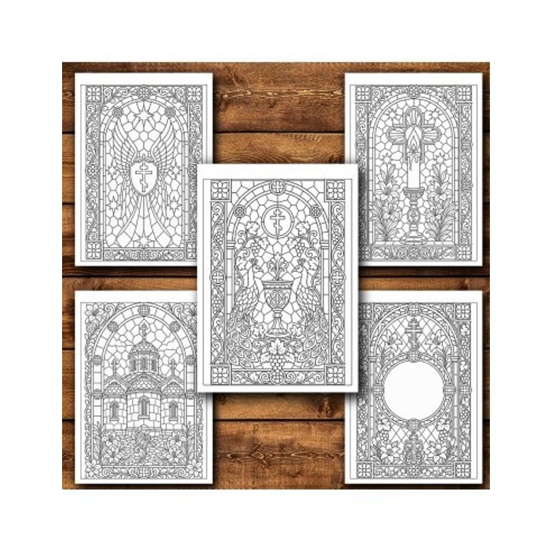 Carti si Birotica - Carti - Carti pentru copii - Carti de colorat - Carte de colorat, 50 de ilustratii Vitralii Religioase - Volumul I, 106 pagini, A5 - Infinity.ro