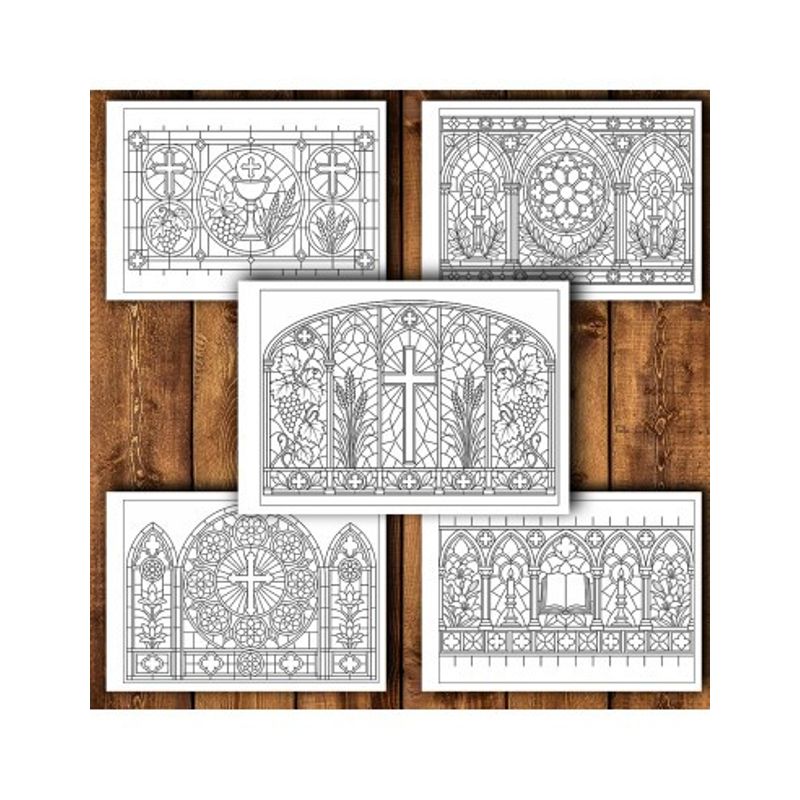 Carti si Birotica - Carti - Carti pentru copii - Carti de colorat - Carte de colorat, 50 de ilustratii Vitralii Catolice - Volumul II, 106 pagini, A5 - Infinity.ro