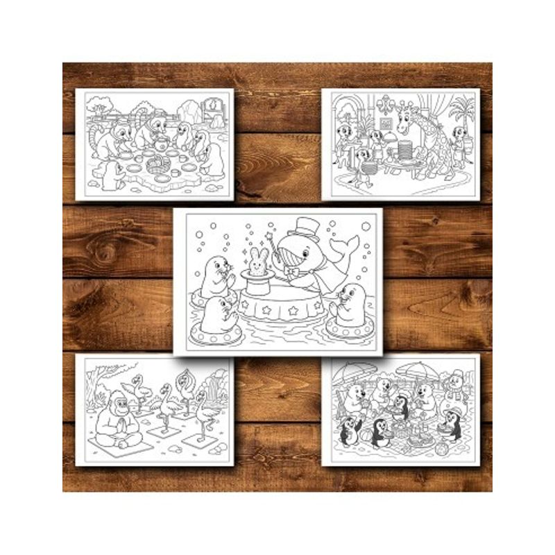 Carti si Birotica - Carti - Carti pentru copii - Carti de colorat - Carte de colorat, 50 de ilustratii Viata la Zoo - Volumul II, 106 pagini, A5 - Infinity.ro