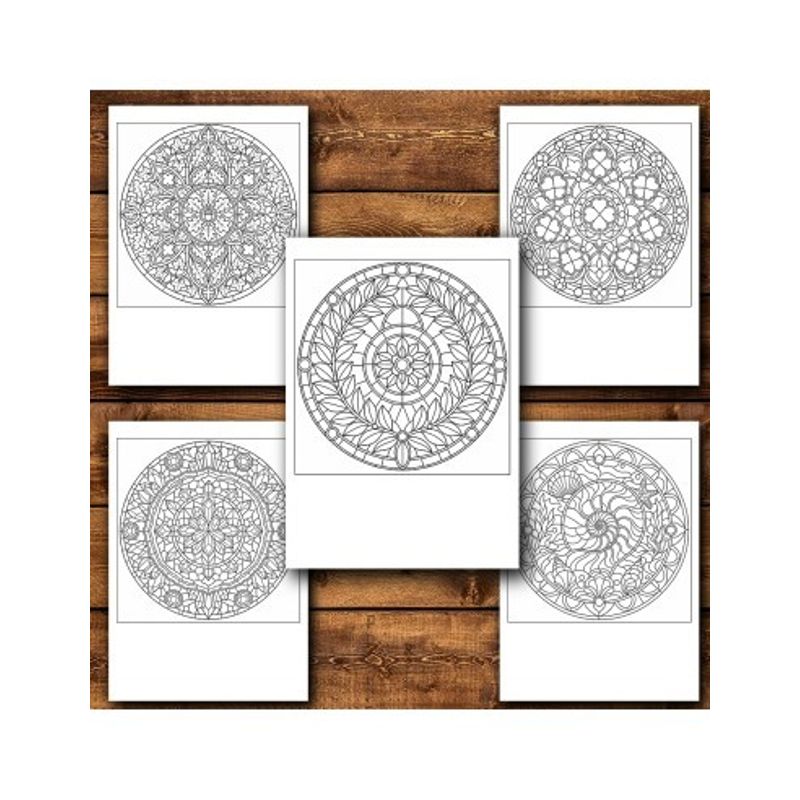 Carti si Birotica - Carti - Carti pentru copii - Carti de colorat - Carte de colorat, 50 de ilustratii Vitralii Mandala - Volumul I, 106 pagini, A5 - Infinity.ro