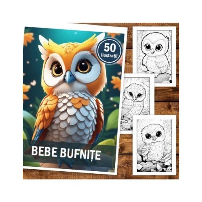 Carti si Birotica - Carti - Carti pentru copii - Carti de colorat - Carte de colorat, 50 de ilustratii, Bebe bufnite, 106 pagini, A5 - Infinity.ro