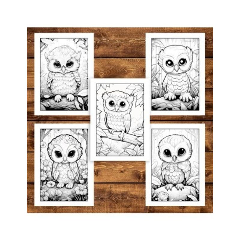 Carti si Birotica - Carti - Carti pentru copii - Carti de colorat - Carte de colorat, 50 de ilustratii, Bebe bufnite, 106 pagini, A5 - Infinity.ro
