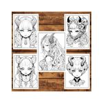Carti si Birotica - Carti - Carti pentru copii - Carti de colorat - Carte de colorat, 50 de ilustratii, Anime Demon Girls, 106 pagini, A5 - Infinity.ro