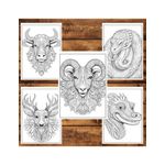 Carti si Birotica - Carti - Carti pentru copii - Carti de colorat - Carte de colorat, 50 de ilustratii, Animale Mandala, 106 pagini, A5 - Infinity.ro