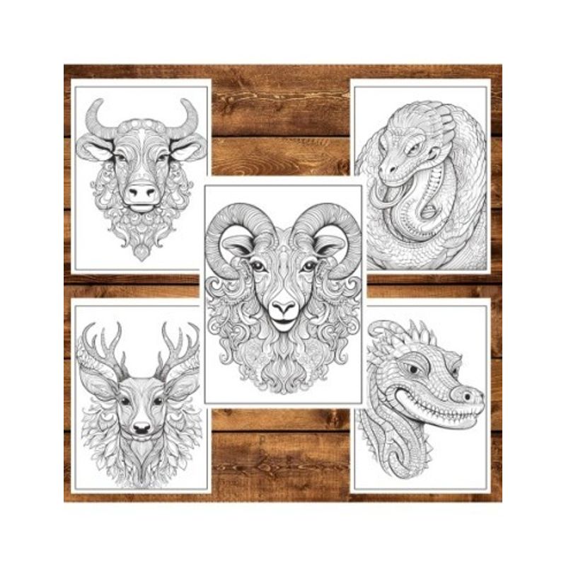Carti si Birotica - Carti - Carti pentru copii - Carti de colorat - Carte de colorat, 50 de ilustratii, Animale Mandala, 106 pagini, A5 - Infinity.ro