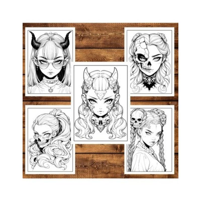 Carti si Birotica - Carti - Carti pentru copii - Carti de colorat - Carte de colorat, 50 de ilustratii, Anime Demon Girls, 106 pagini, A5 - Infinity.ro