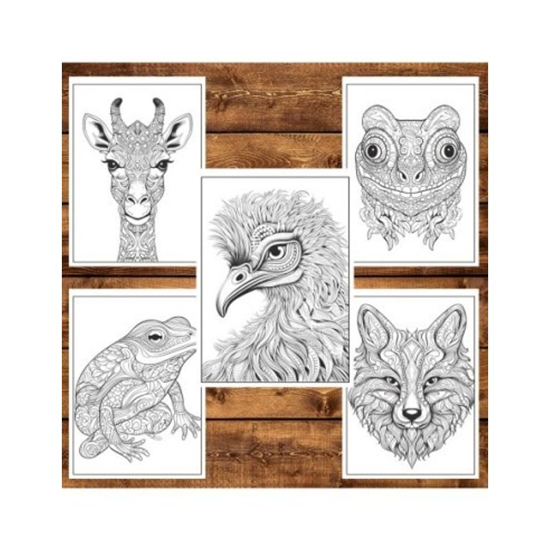 Carti si Birotica - Carti - Carti pentru copii - Carti de colorat - Carte de colorat, 50 de ilustratii, Animale Mandala, 106 pagini, A5 - Infinity.ro