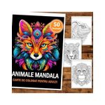 Carti si Birotica - Carti - Carti pentru copii - Carti de colorat - Carte de colorat, 50 de ilustratii, Animale Mandala, 106 pagini, A5 - Infinity.ro