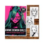 Carti si Birotica - Carti - Carti pentru copii - Carti de colorat - Carte de colorat, 50 de ilustratii, Anime Demon Girls, 106 pagini, A5 - Infinity.ro