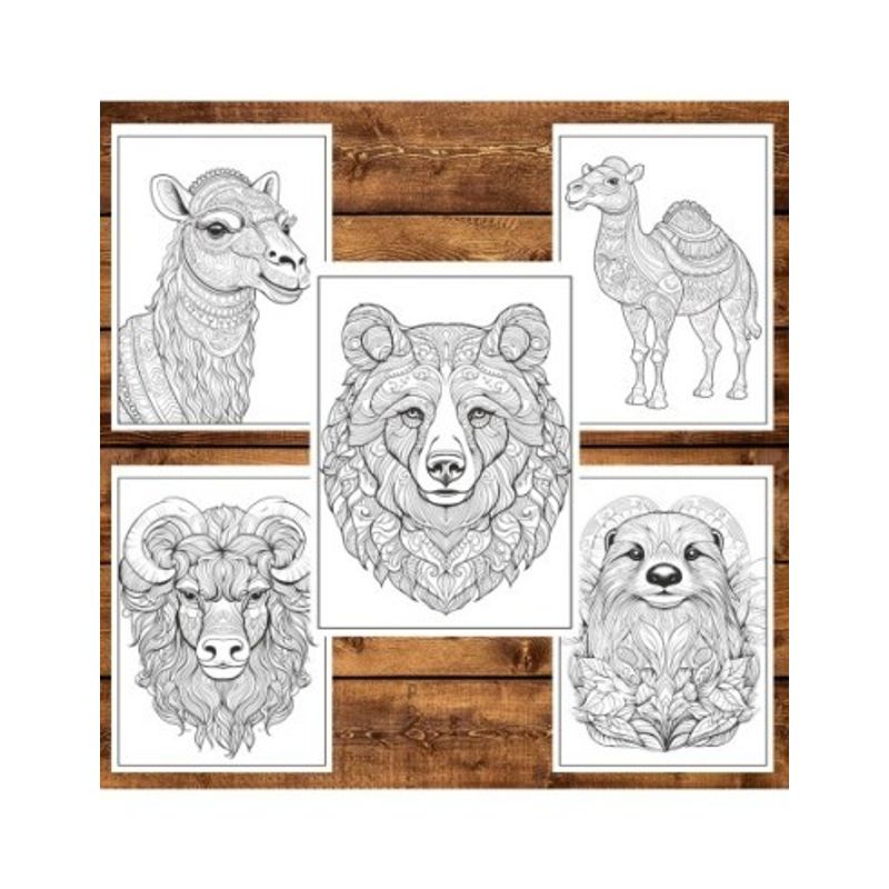 Carti si Birotica - Carti - Carti pentru copii - Carti de colorat - Carte de colorat, 50 de ilustratii, Animale Mandala, 106 pagini, A5 - Infinity.ro