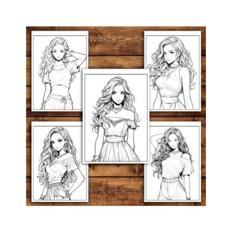 Carti si Birotica - Carti - Carti pentru copii - Carti de colorat - Carte de colorat, 50 de ilustratii, Anime Model Girls - Volumul I, 106 pagini, A5 - Infinity.ro