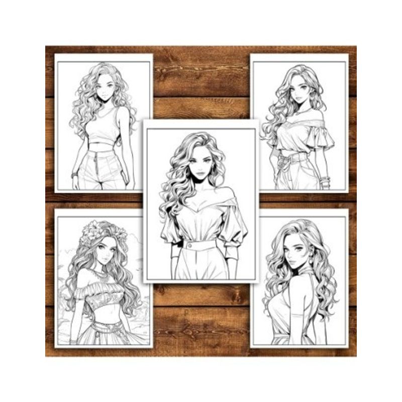 Carti si Birotica - Carti - Carti pentru copii - Carti de colorat - Carte de colorat, 50 de ilustratii, Anime Model Girls - Volumul I, 106 pagini, A5 - Infinity.ro
