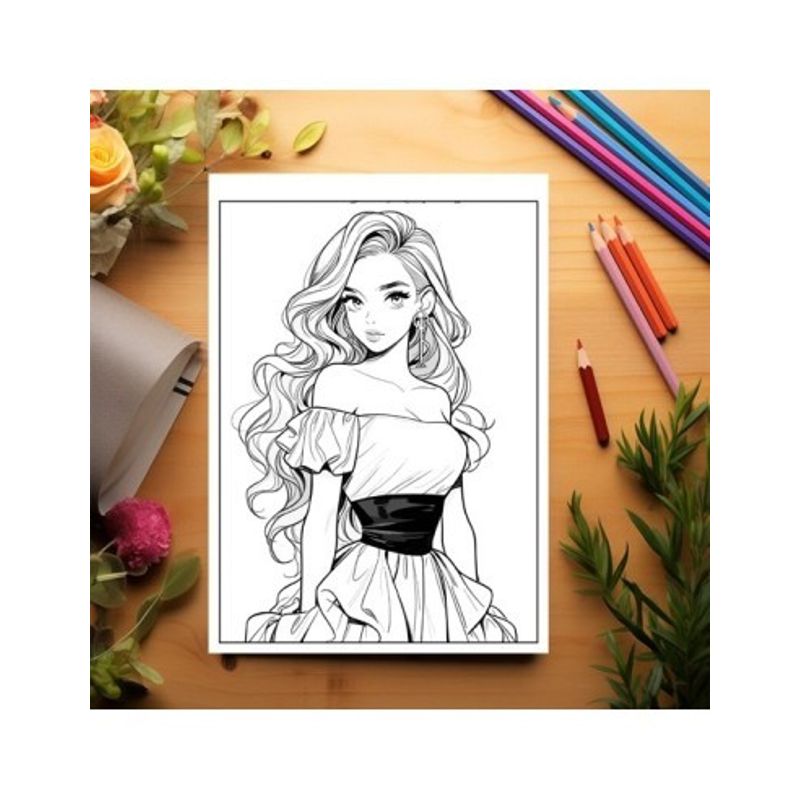 Carti si Birotica - Carti - Carti pentru copii - Carti de colorat - Carte de colorat, 50 de ilustratii, Anime Model Girls - Volumul II, 106 pagini, A5 - Infinity.ro