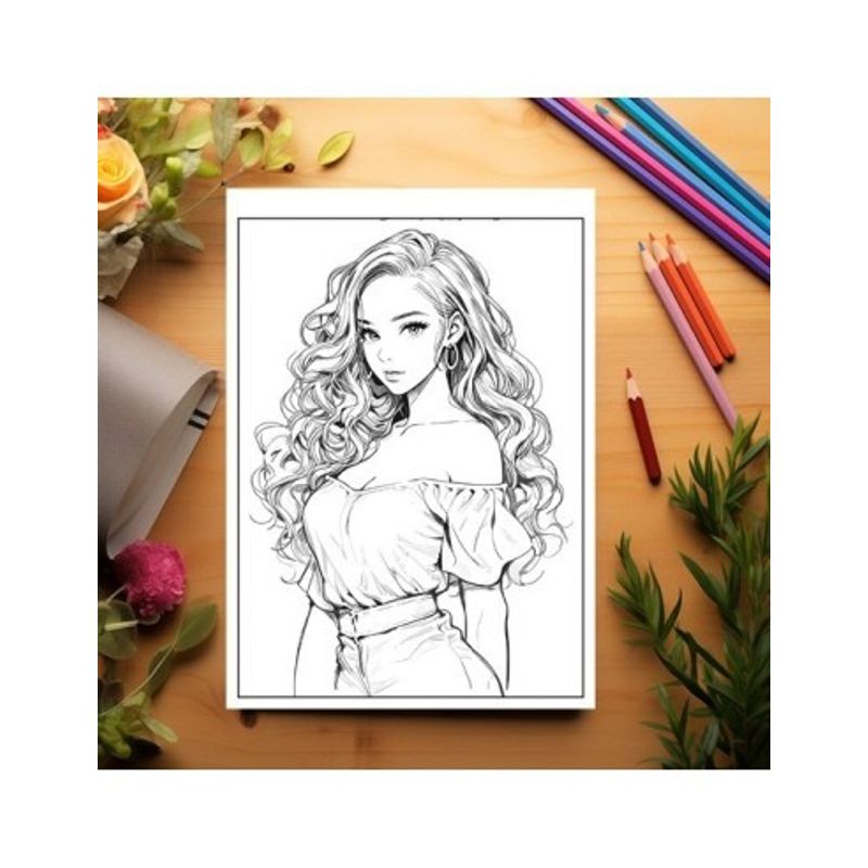 Carti si Birotica - Carti - Carti pentru copii - Carti de colorat - Carte de colorat, 50 de ilustratii, Anime Model Girls - Volumul I, 106 pagini, A5 - Infinity.ro