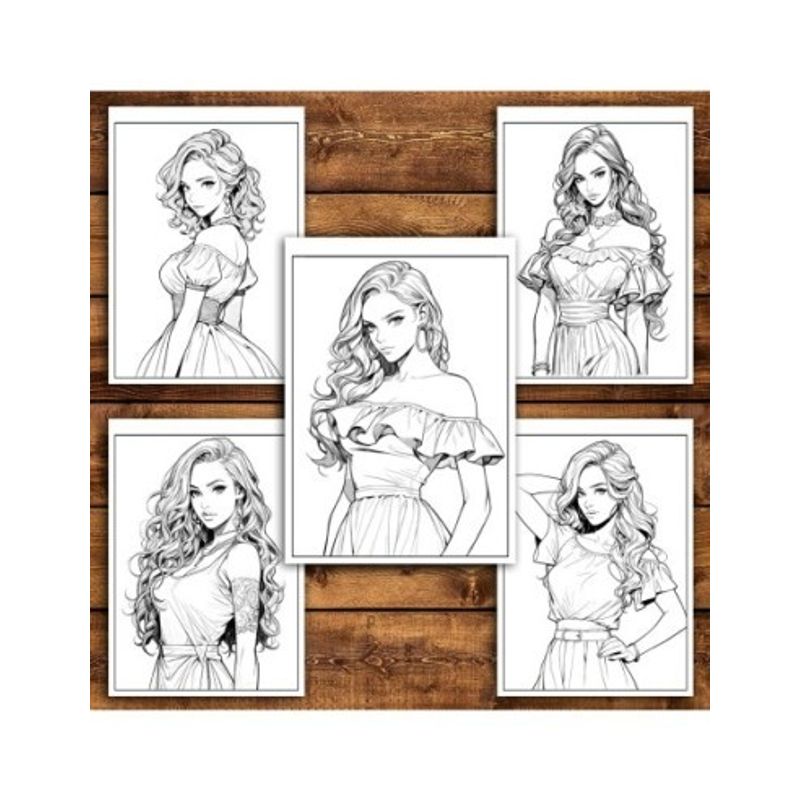 Carti si Birotica - Carti - Carti pentru copii - Carti de colorat - Carte de colorat, 50 de ilustratii, Anime Model Girls - Volumul II, 106 pagini, A5 - Infinity.ro