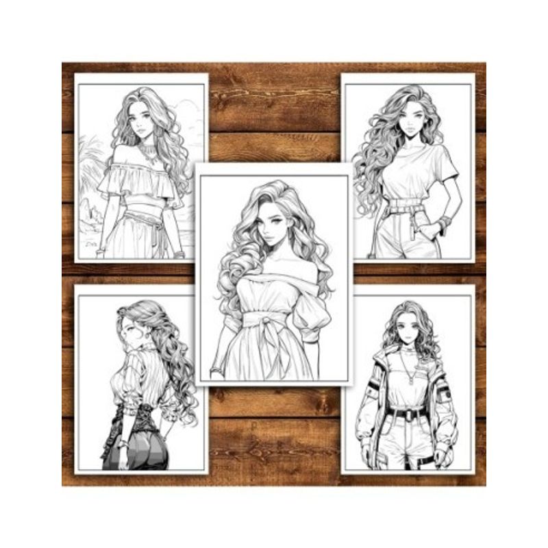 Carti si Birotica - Carti - Carti pentru copii - Carti de colorat - Carte de colorat, 50 de ilustratii, Anime Model Girls - Volumul II, 106 pagini, A5 - Infinity.ro