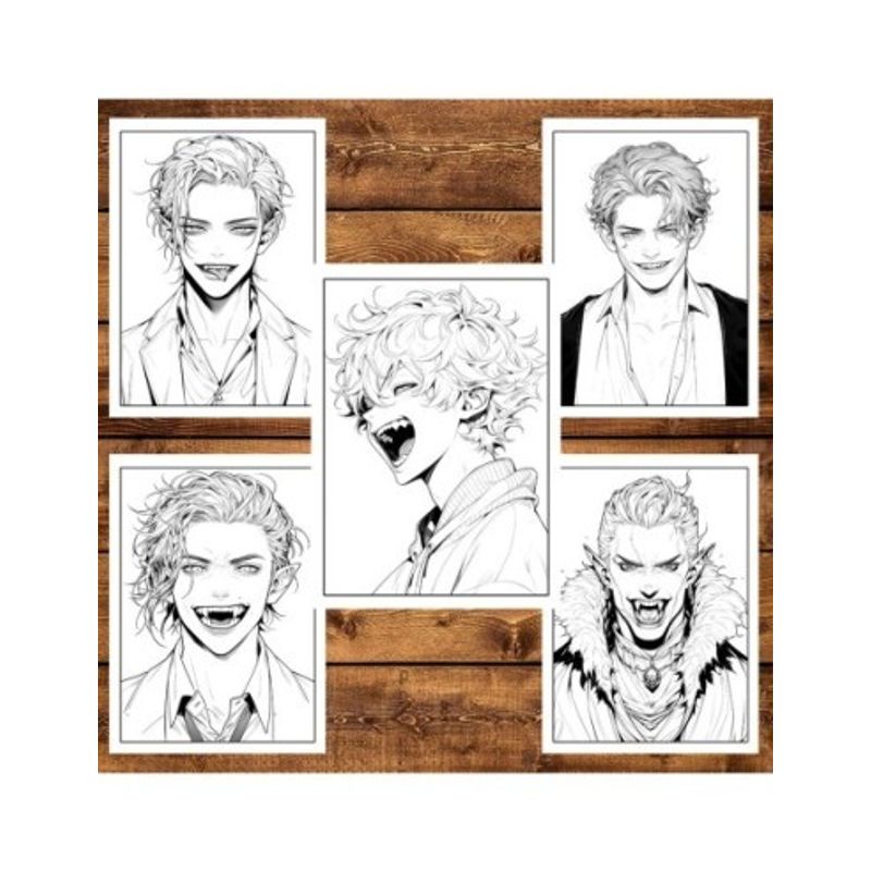 Carti si Birotica - Carti - Carti pentru copii - Carti de colorat - Carte de colorat, 50 de ilustratii, Anime Vampire Boys, 106 pagini, A5 - Infinity.ro