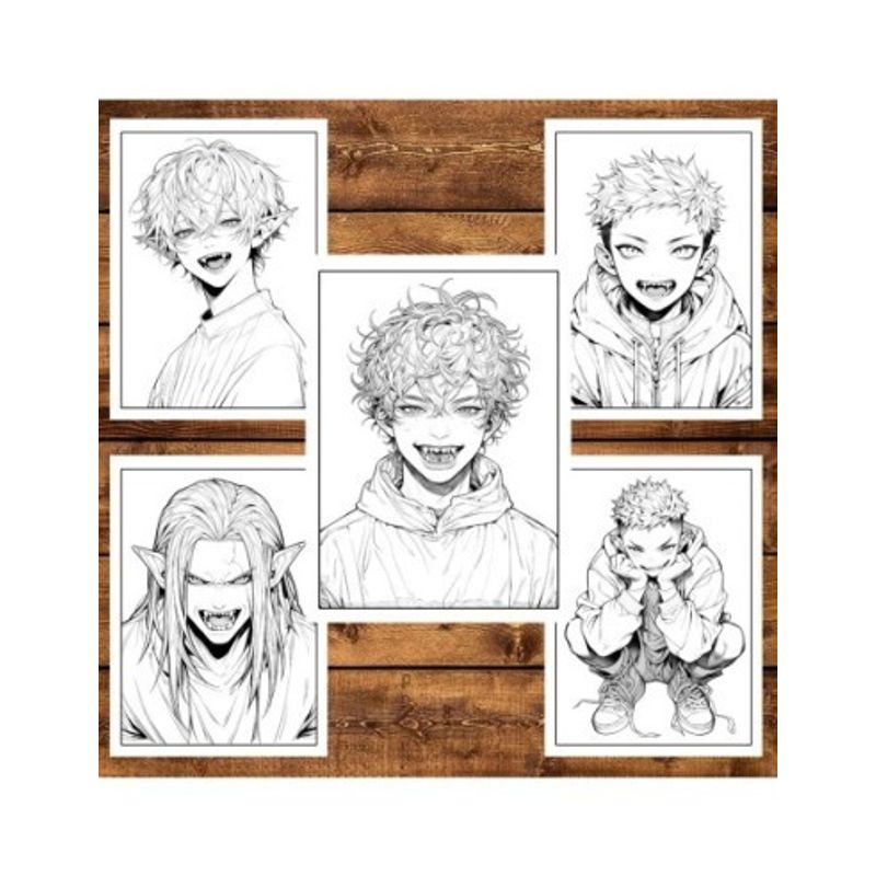 Carti si Birotica - Carti - Carti pentru copii - Carti de colorat - Carte de colorat, 50 de ilustratii, Anime Vampire Boys, 106 pagini, A5 - Infinity.ro