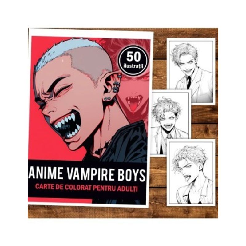 Carti si Birotica - Carti - Carti pentru copii - Carti de colorat - Carte de colorat, 50 de ilustratii, Anime Vampire Boys, 106 pagini, A5 - Infinity.ro