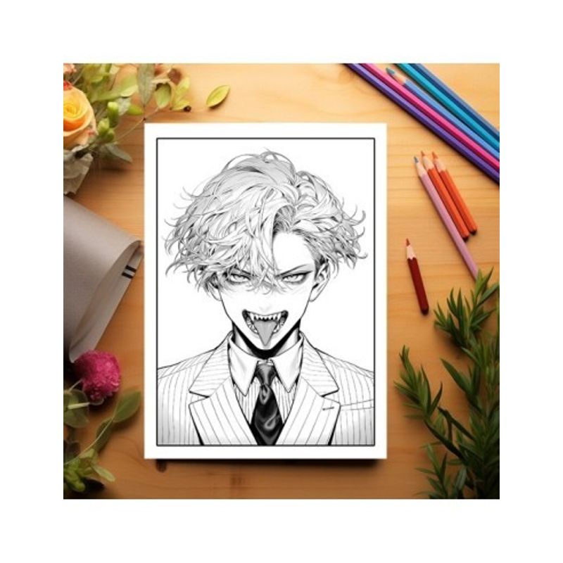 Carti si Birotica - Carti - Carti pentru copii - Carti de colorat - Carte de colorat, 50 de ilustratii, Anime Vampire Boys, 106 pagini, A5 - Infinity.ro