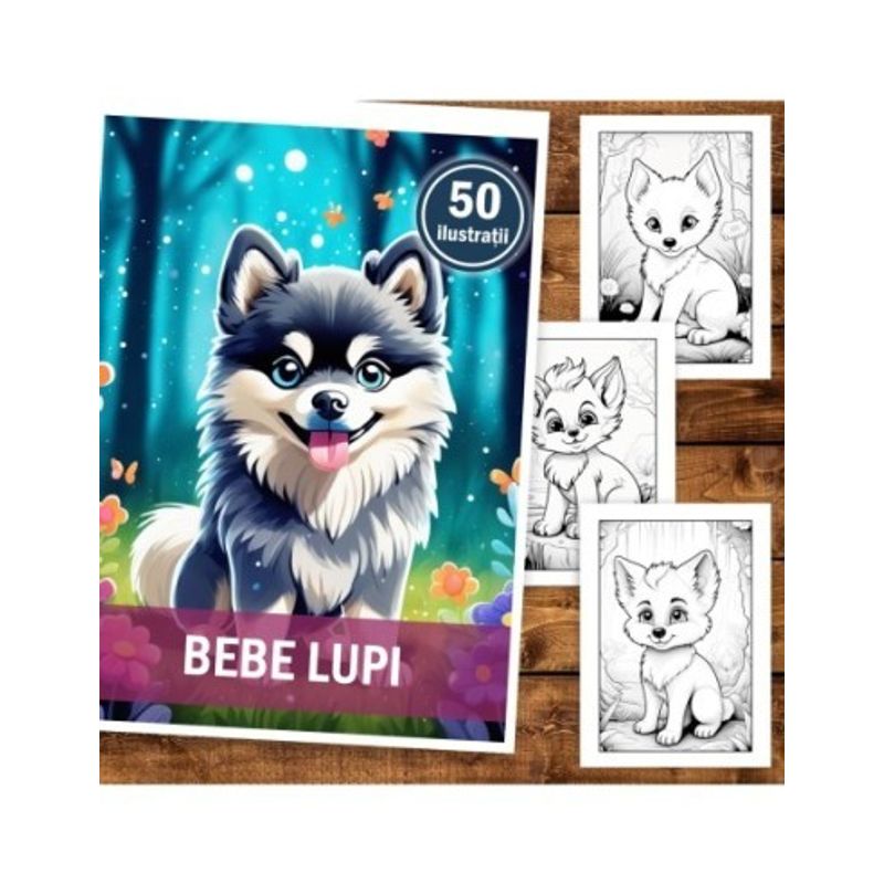Carti si Birotica - Carti - Carti pentru copii - Carti de colorat - Carte de colorat, 50 de ilustratii, Bebe Lupi, 106 pagini, A5 - Infinity.ro