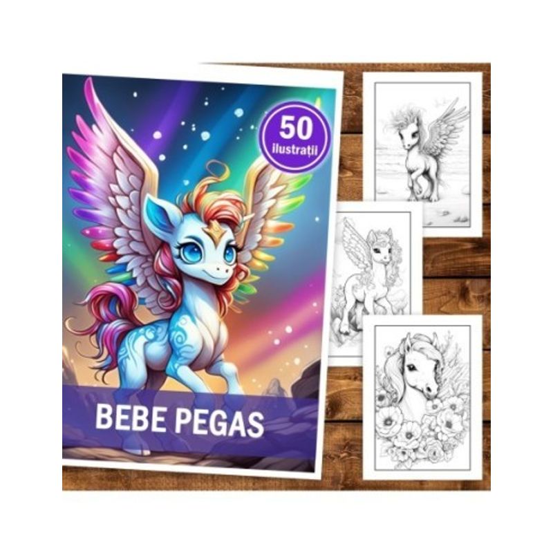 Carti si Birotica - Carti - Carti pentru copii - Carti de colorat - Carte de colorat, 50 de ilustratii, Bebe Pegas, 106 pagini, A5 - Infinity.ro