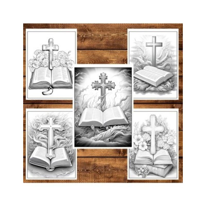 Carti si Birotica - Carti - Carti pentru copii - Carti de colorat - Carte de colorat, 50 de ilustratii, Biblie si Cruce, 106 pagini, A5 - Infinity.ro