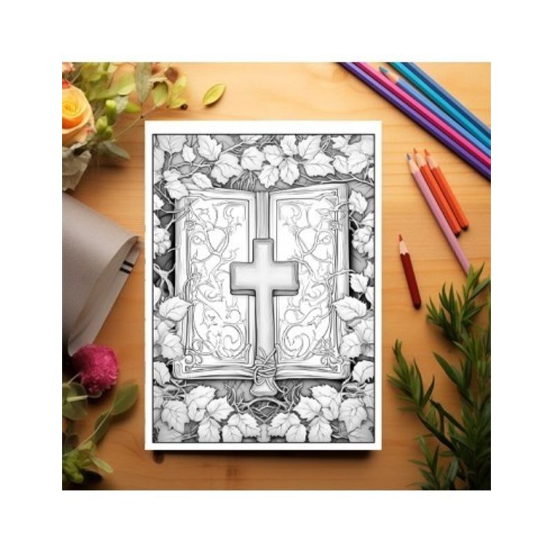 Carti si Birotica - Carti - Carti pentru copii - Carti de colorat - Carte de colorat, 50 de ilustratii, Biblie si Cruce, 106 pagini, A5 - Infinity.ro