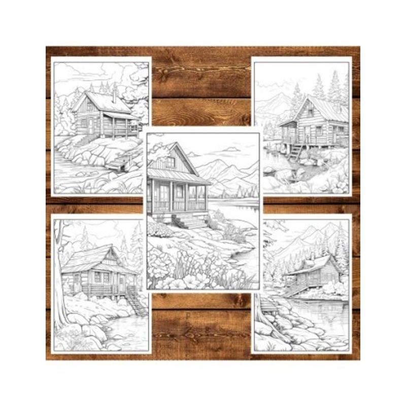 Carti si Birotica - Carti - Carti pentru copii - Carti de colorat - Carte de colorat, 50 de ilustratii, Cabane, 106 pagini, A5 - Infinity.ro