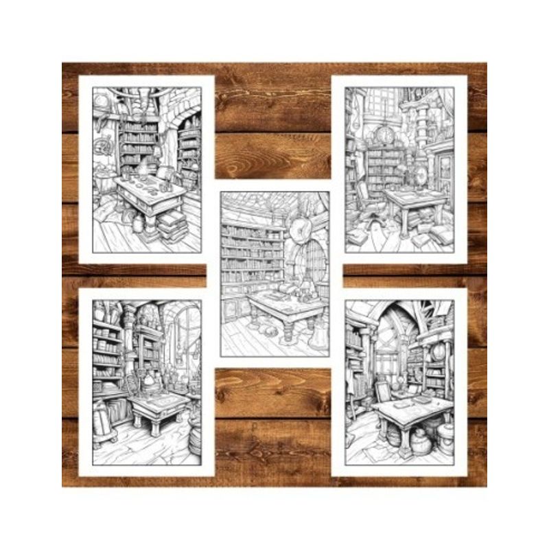 Carti si Birotica - Carti - Carti pentru copii - Carti de colorat - Carte de colorat, 50 de ilustratii, Camera Vrajitorului, 106 pagini, A5 - Infinity.ro