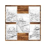 Carti si Birotica - Carti - Carti pentru copii - Carti de colorat - Carte de colorat, 50 de ilustratii, Cabane, 106 pagini, A5 - Infinity.ro