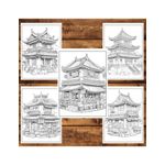Carti si Birotica - Carti - Carti pentru copii - Carti de colorat - Carte de colorat, 50 de ilustratii, Case Chinezesti, 106 pagini, A5 - Infinity.ro