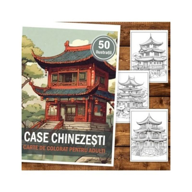 Carti si Birotica - Carti - Carti pentru copii - Carti de colorat - Carte de colorat, 50 de ilustratii, Case Chinezesti, 106 pagini, A5 - Infinity.ro