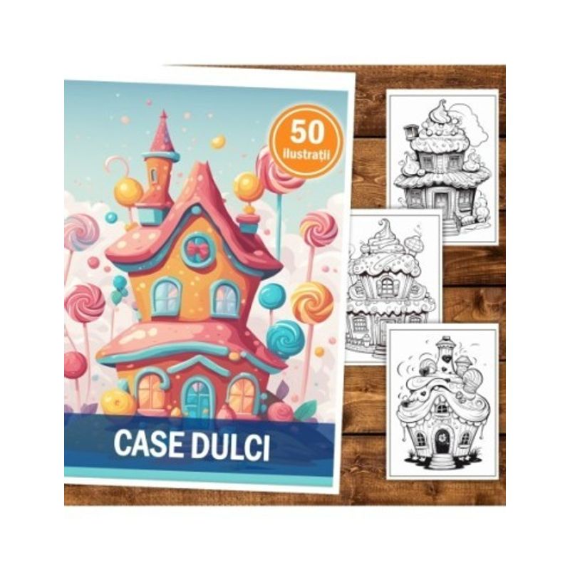 Carti si Birotica - Carti - Carti pentru copii - Carti de colorat - Carte de colorat, 50 de ilustratii, Case Dulci, 106 pagini, A5 - Infinity.ro