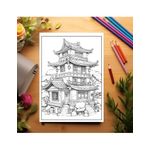Carti si Birotica - Carti - Carti pentru copii - Carti de colorat - Carte de colorat, 50 de ilustratii, Case Chinezesti, 106 pagini, A5 - Infinity.ro