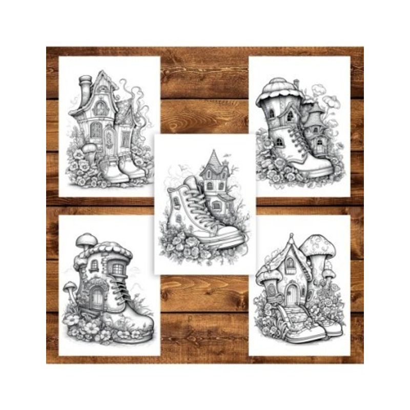 Carti si Birotica - Carti - Carti pentru copii - Carti de colorat - Carte de colorat, 50 de ilustratii, Case de pitici, 106 pagini, A5 - Infinity.ro