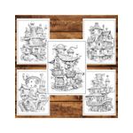 Carti si Birotica - Carti - Carti pentru copii - Carti de colorat - Carte de colorat, 50 de ilustratii, Case Steampunk, 106 pagini, A5 - Infinity.ro