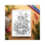 Carti si Birotica - Carti - Carti pentru copii - Carti de colorat - Carte de colorat, 50 de ilustratii, Case Steampunk, 106 pagini, A5 - Infinity.ro