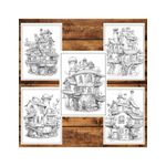 Carti si Birotica - Carti - Carti pentru copii - Carti de colorat - Carte de colorat, 50 de ilustratii, Case Steampunk, 106 pagini, A5 - Infinity.ro