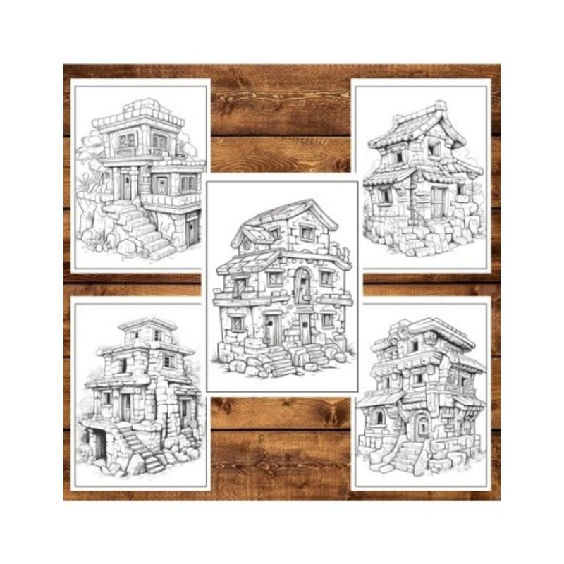 Carti si Birotica - Carti - Carti pentru copii - Carti de colorat - Carte de colorat, 50 de ilustratii, Case Mayase, 106 pagini, A5 - Infinity.ro